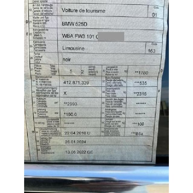 BMW 525d Série 5 F10 [SC]